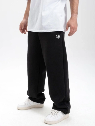 Spodnie dresowe męskie Baggy Jigga Wear Haft Logo Drawcord czarne