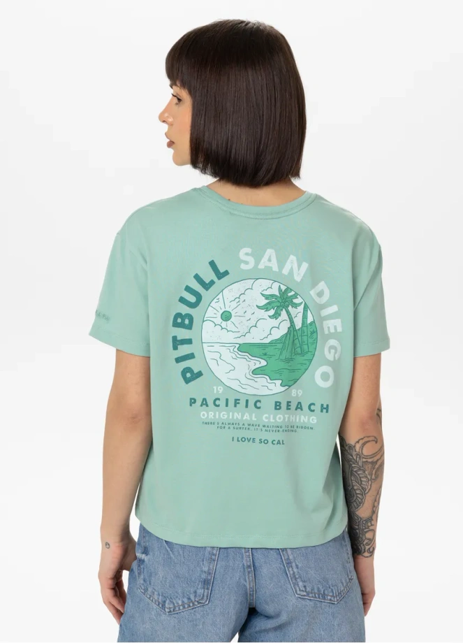 Koszulka damska T-shirt oversize Pit Bull Planet Surf miętowa