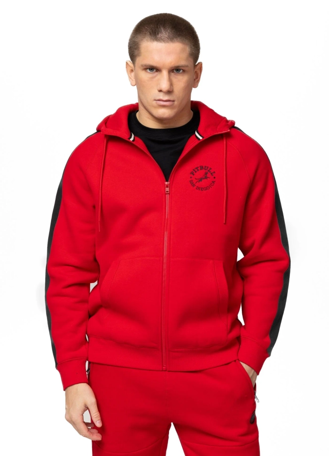 Bluza męska rozpinana z kapturem Pit Bull San Diego CA czerwona