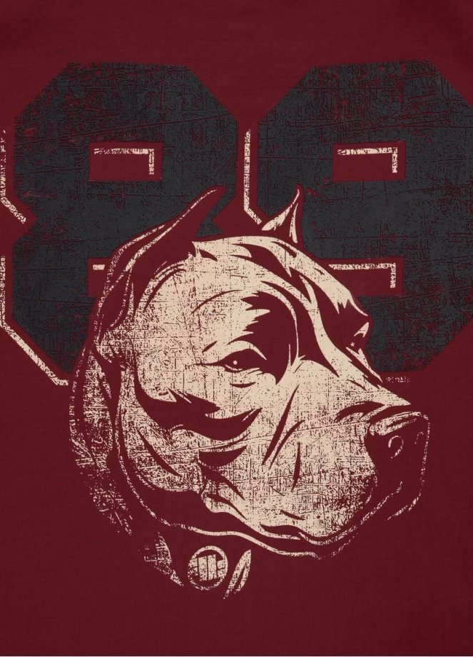 Koszulka męska T-Shirt Pit Bull Pitbull Dog 89 bordowa