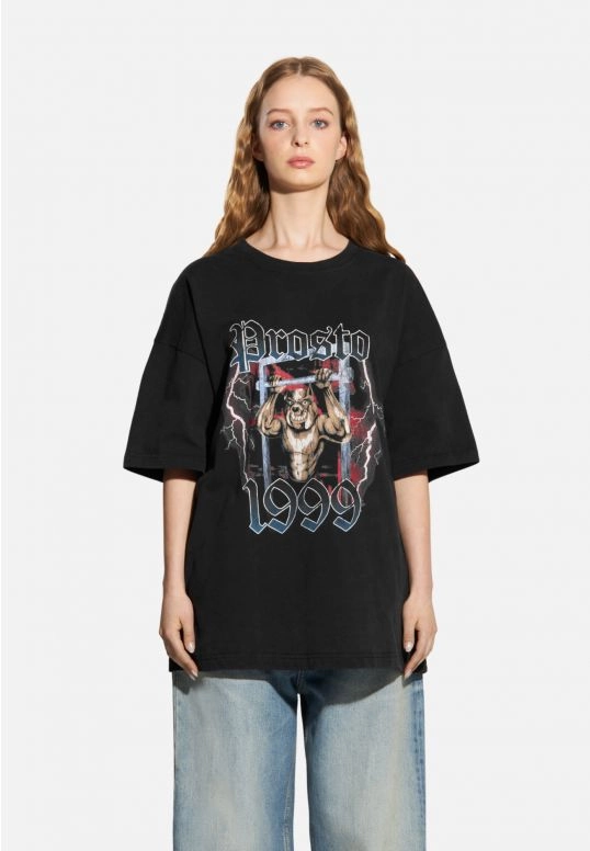 Koszulka męska t-shirt oversize Prosto Urbgym sprany czarny