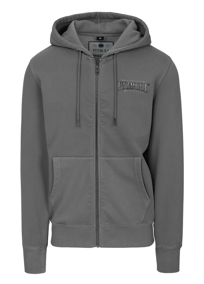 Bluza męska z kapturem Pitbull Pit Bull Ace Of Spades ZIP Washed szara
