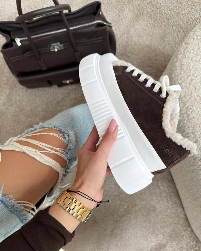 Buty sneakersy damskie Olavoga Luul brązowe