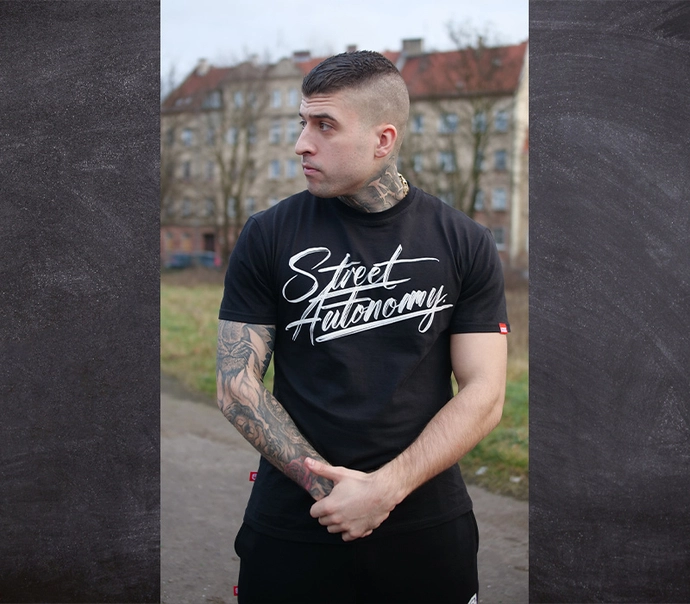 Koszulka męska t-shirt Street Autonomy Letter czarna