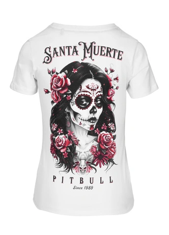 Koszulka damska T-shirt Pit Bull Santa Muerte Rose biała