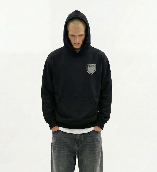 Bluza męska z kapturem oversize Prosto Splash Shield czarna