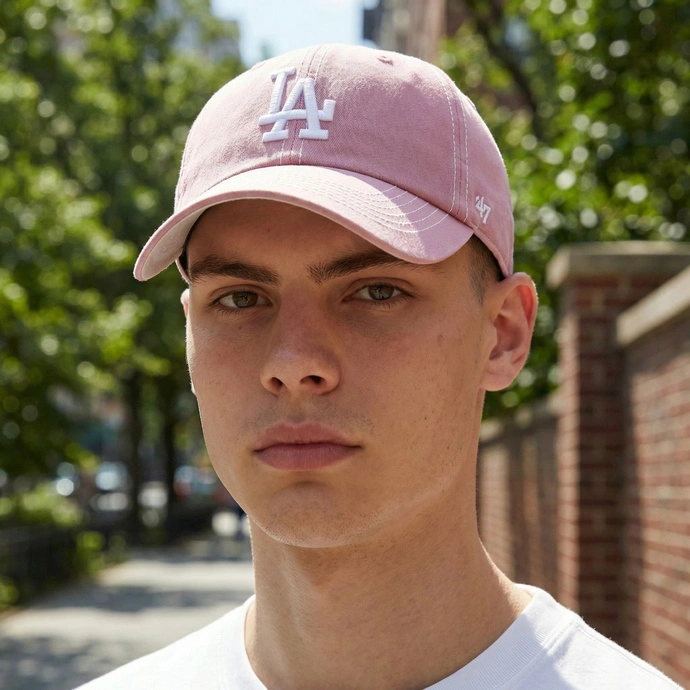 Czapka z daszkiem 47 Brand Los Angeles Dodgers Contrast Stitch Clean Up różowa