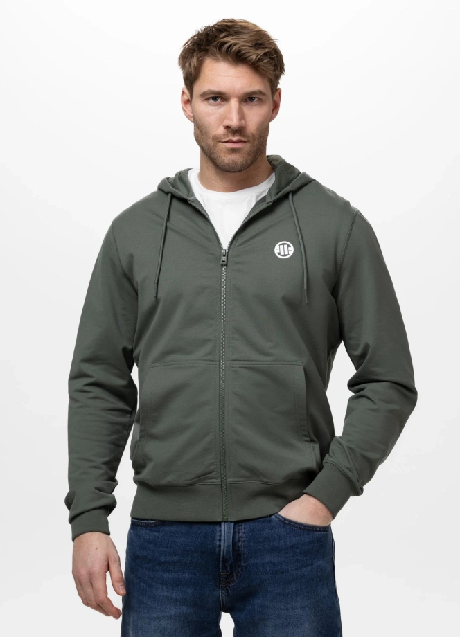 Bluza męska rozpinana z kapturem Pitbull Small Logo Nugget zielona