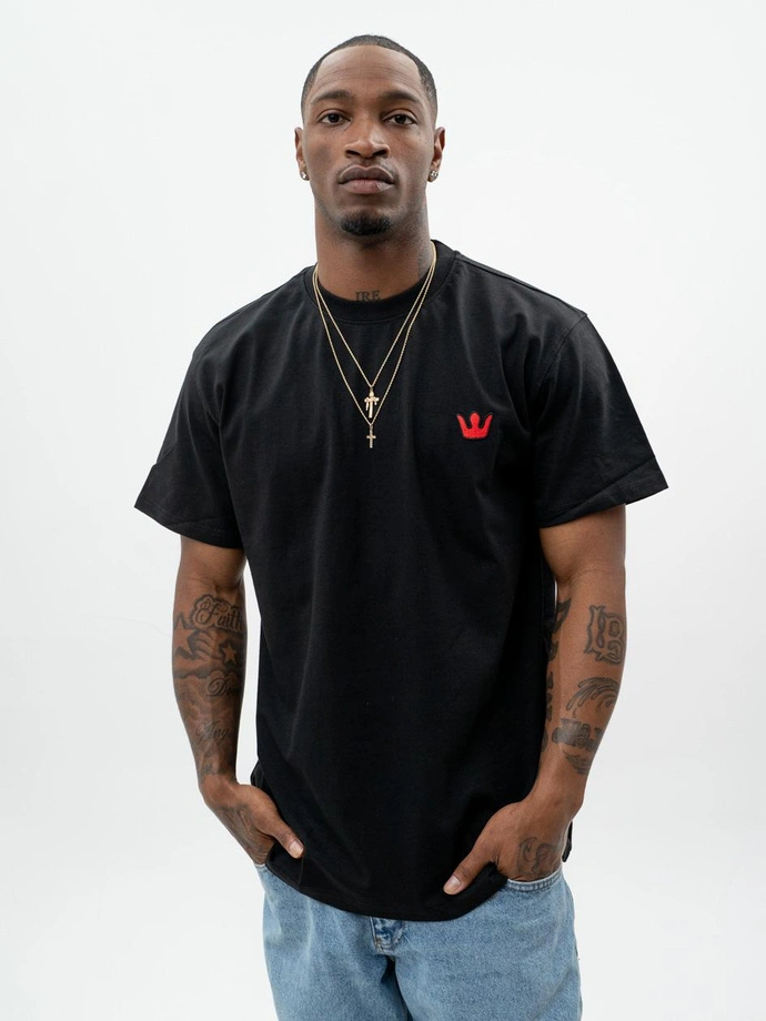 Koszulka t-shirt męski Jigga Wear Haft Simple Crown czarna