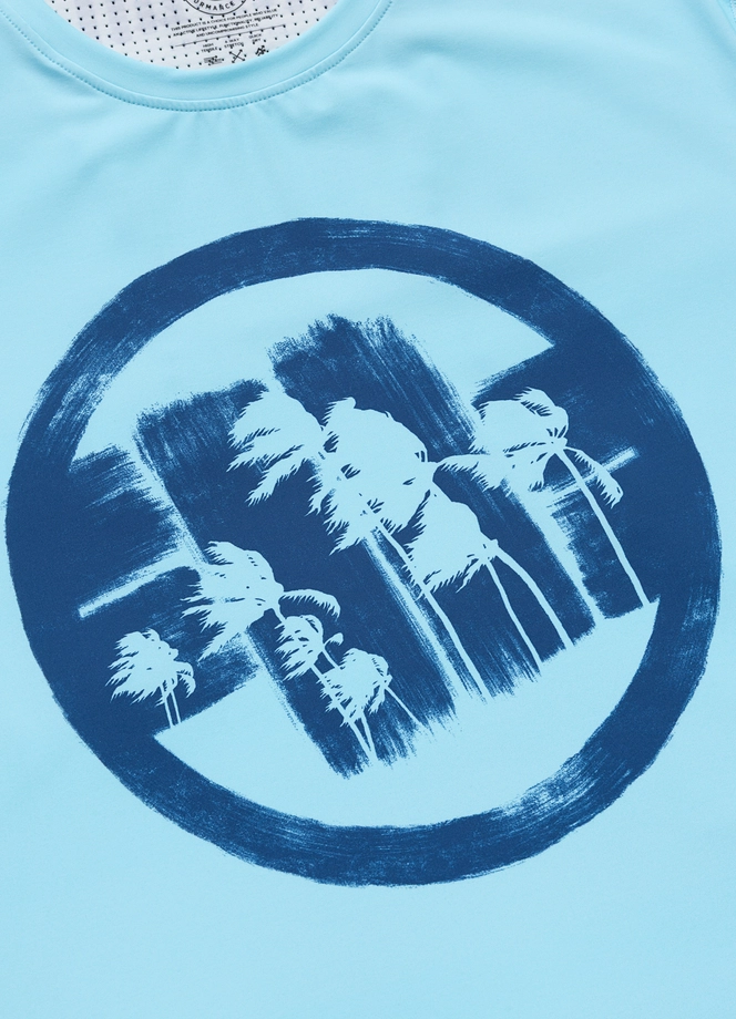 Koszulka męska sportowa Pit Bull Logo Palms jasna niebieska