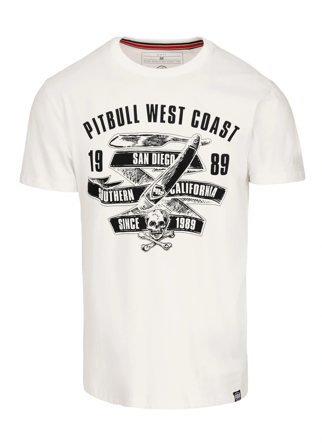 Koszulka męska T-Shirt Pit Bull Pitbull Oldschool Razor Slim Fit biała