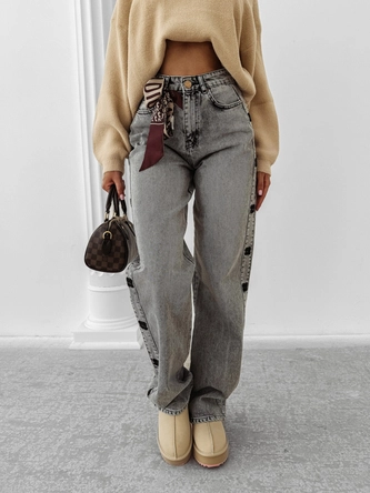 Spodnie damskie jeans Olavoga Eliokie szare