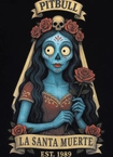 Bluza damska z kapturem oversize Pit Bull La Santa Muerte czarna