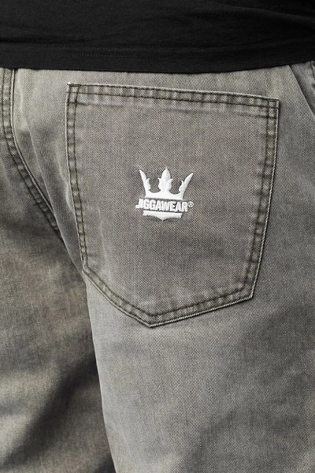Spodnie męskie jeans jogger Jigga Wear Crown grey/green