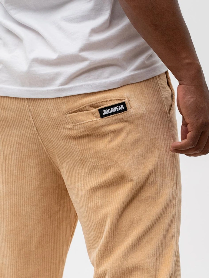 Spodnie męskie sztruksowe Jogger Jigga Wear Cord beżowe