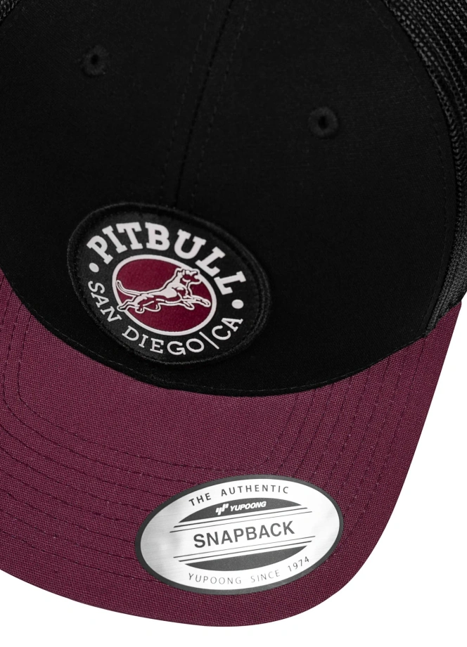 Czapka z daszkiem Snapback Trucker Pit Bull Pitbull San Diego CA czarno/bordowa