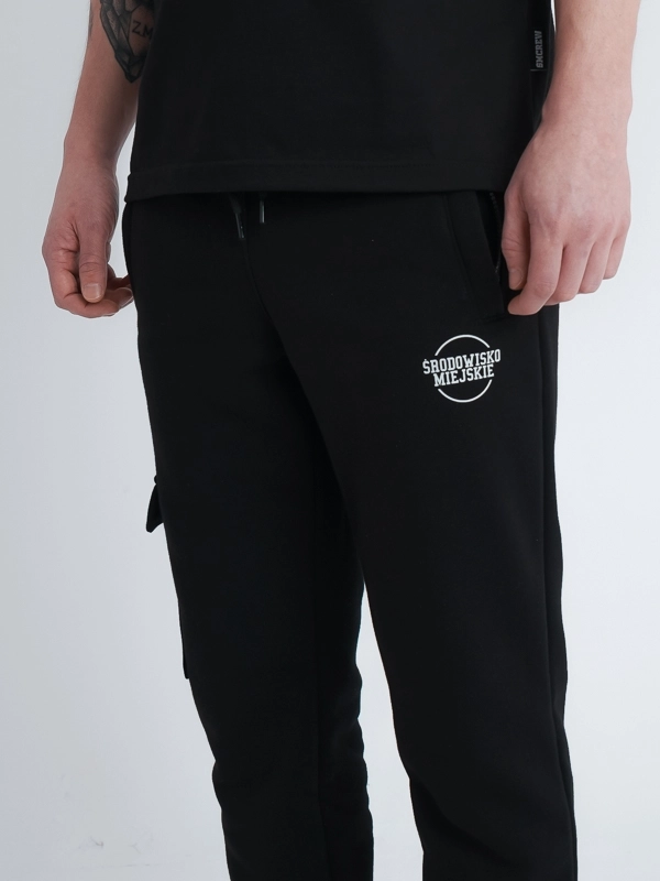Spodnie dresowe męskie cargo Środowisko Miejskie Classic czarne