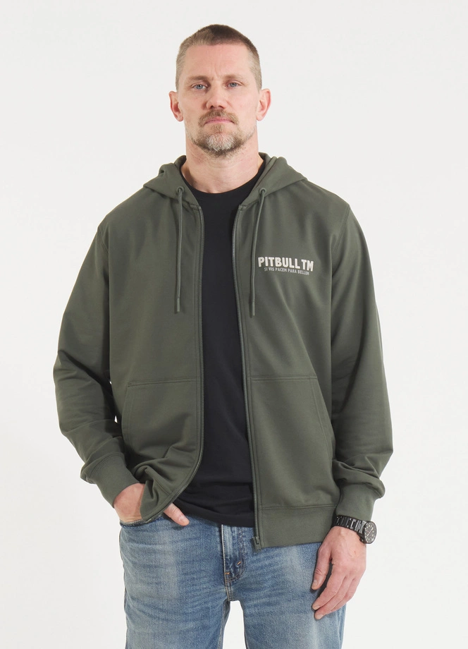 Bluza męska z kapturem Pitbull Pit Bull Para Bellum ZIP zielona