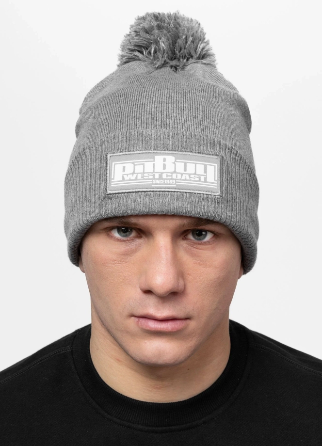 Czapka zimowa z pomponem Pit Bull One Tone Boxing szara