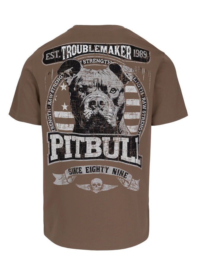 Koszulka męska T-Shirt Pit Bull Pitbull Troublemaker ciemno brązowa