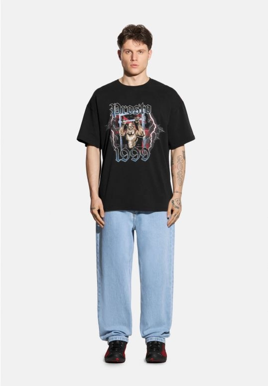 Koszulka męska t-shirt oversize Prosto Urbgym sprany czarny