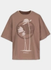 Koszulka t-shirt damska Pit Bull Pitbull Palm oversize brązowa