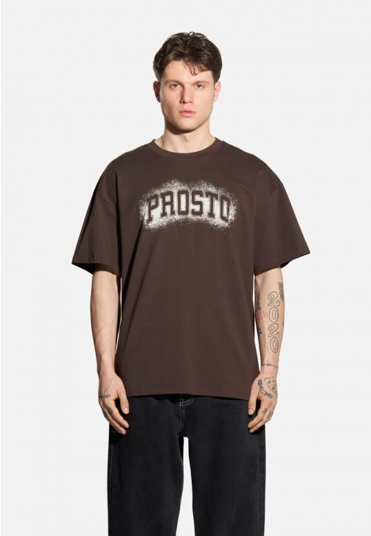 Koszulka męska t-shirt oversize Prosto Jung brązowa