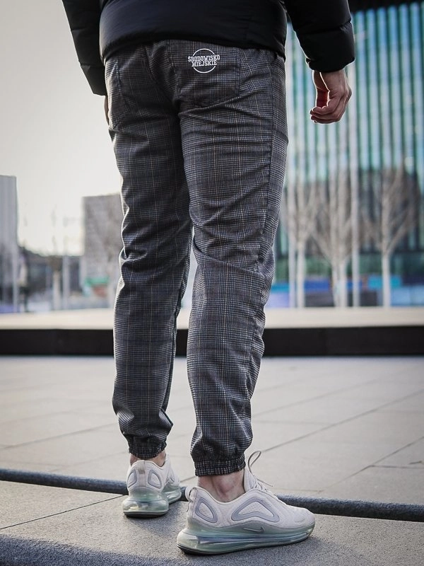 Spodnie męskie materiałowe jogger Środowisko Miejskie Classic Icon szare