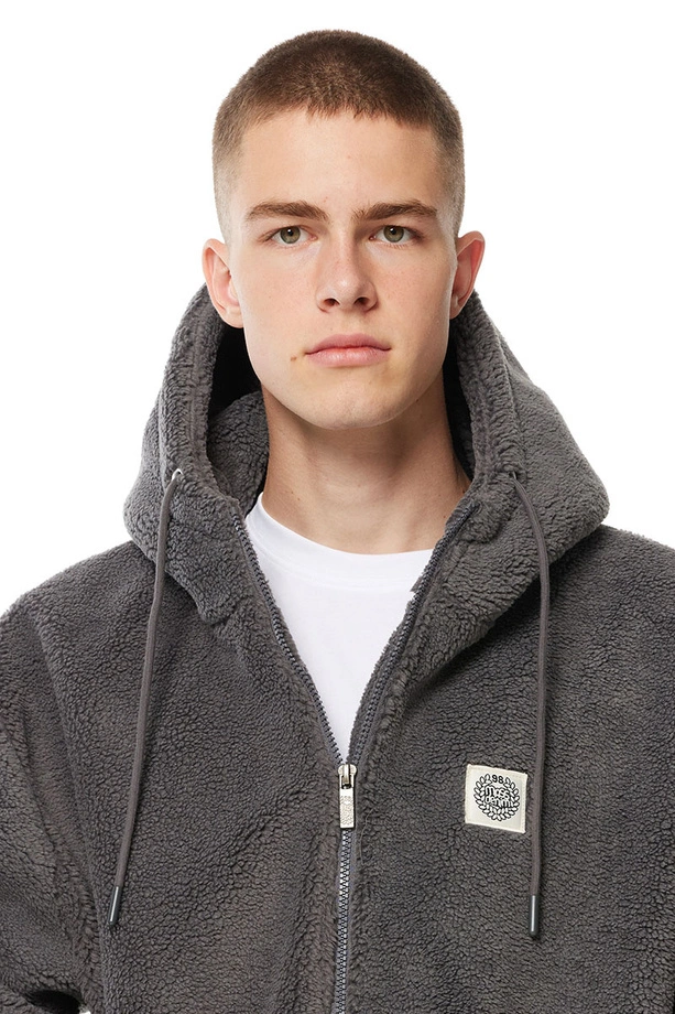 Kurtka przejściowa rozpinana Teddy Mass Denim Patch szara