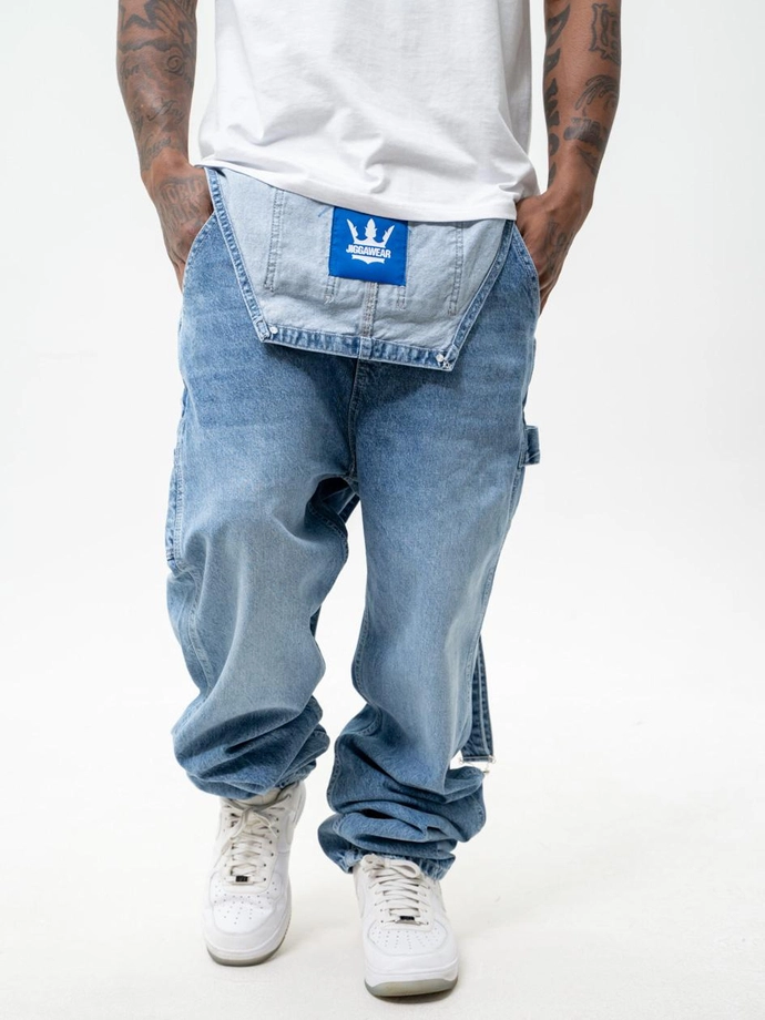 Spodnie męskie Jeans Ogrodniczki Jigga Wear Logo Dungarees jasne niebieskie
