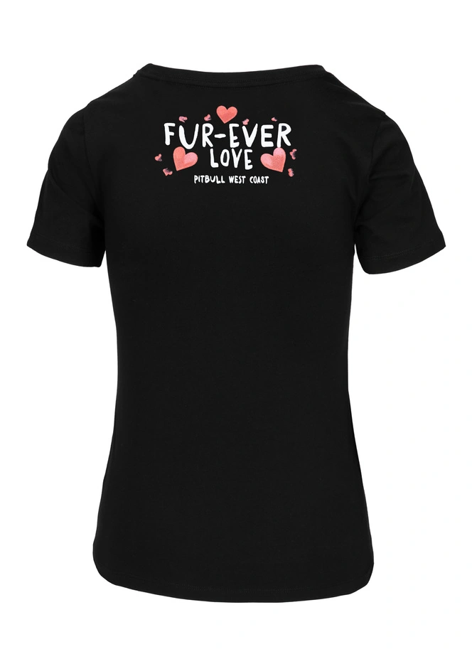 Koszulka damska T-shirt Pit Bull Fur-Ever Love czarna