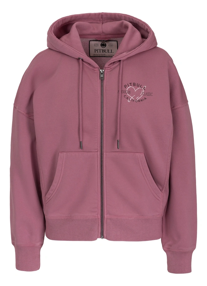 Bluza damska z kapturem Pitbull Manzanita Heart ZIP Washed różowa