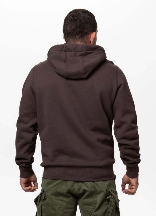 Bluza męska z kapturem Pit Bull Small Logo 25 ciemno brązowa