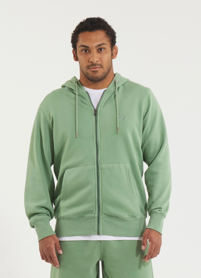 Bluza męska z kapturem Pitbull Pit Bull Lancaster 2 ZIP Washed zielona