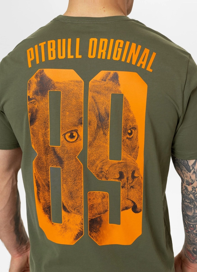 Koszulka męska T-Shirt Pitbull Eighty Nine Dog oliwkowa zielona