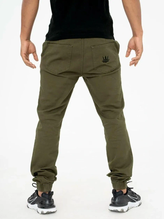 Spodnie Materiałowe męskie Jogger Jigga Wear Crown zielone/czarne