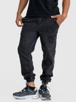 Spodnie męskie Jeans Jogger Jigga Wear Mini Haft Logo Marble marmurkowe czarne