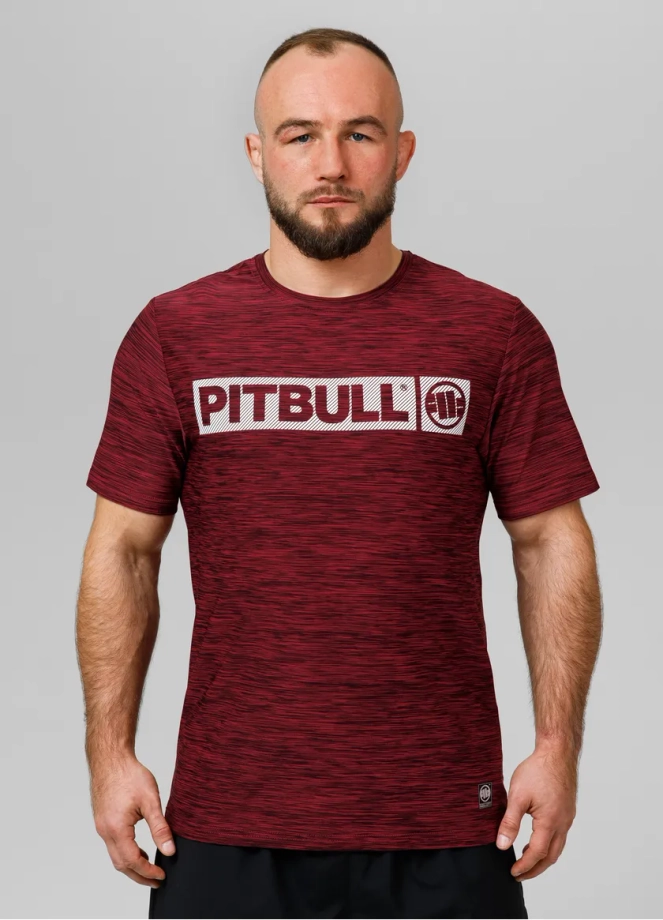 Koszulka męska T-shirt Pit Bull Performance Pro+ Casual Sport Hilltop bordowa