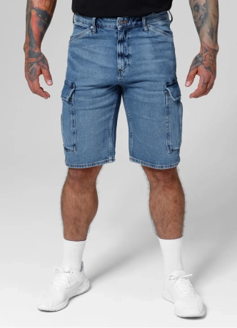 Spodenki szorty jeans bojówki męskie Pitbull Classic Wash Deerhorn jasno niebieskie