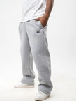Spodnie dresowe męskie Baggy Jigga Wear Haft Logo Drawcord jasne szare