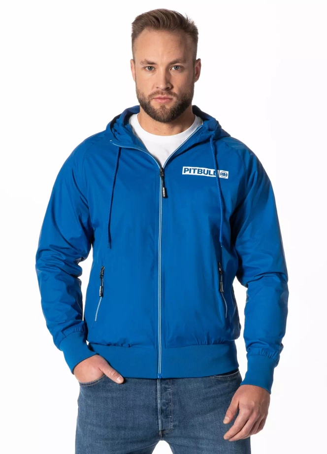 Kurtka męska wiosenna przejściowa Pit Bull Athletic Logo Nylon Jacket wiatrówka niebieska
