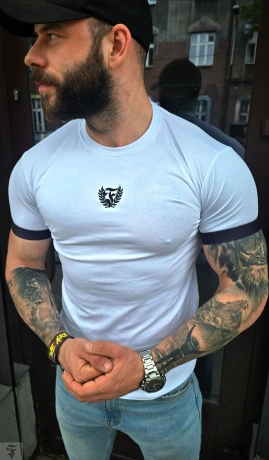 Koszulka męska t-shirt FURIA Haft Muscle Fit biała