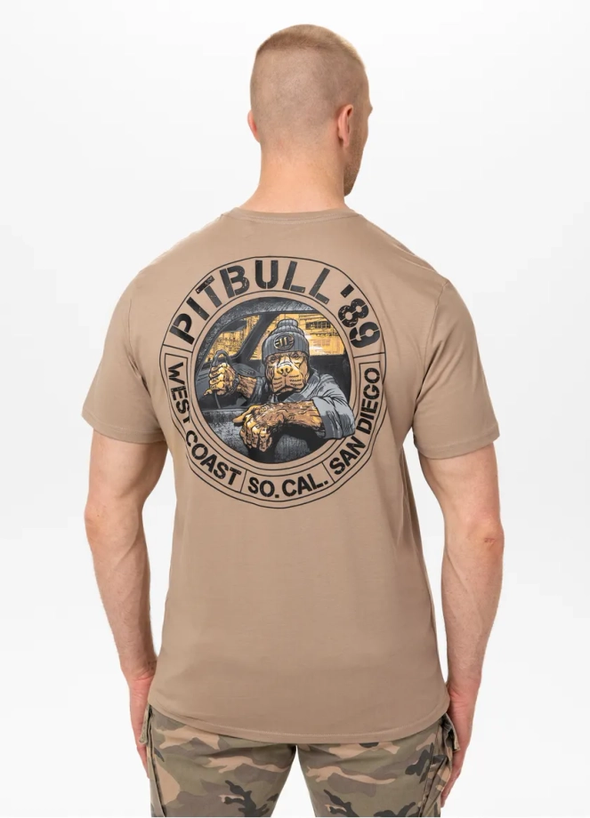 Koszulka męska T-Shirt Pit Bull Pitbull Driving beżowa