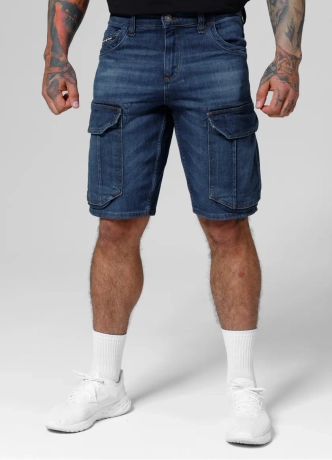 Spodenki szorty jeans bojówki męskie Pitbull Navy Wash Longspur granatowe