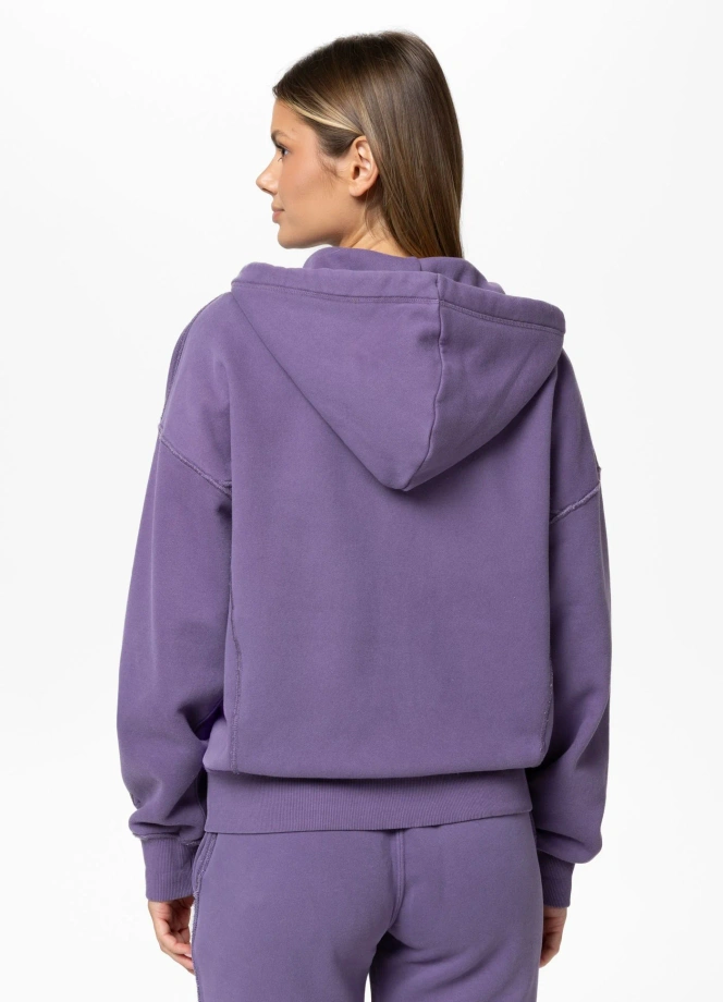 Bluza damska z kapturem ZIP Pitbull Washed Lovia fioletowa