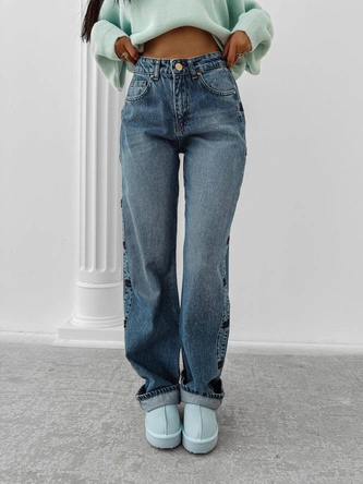 Spodnie damskie jeans Olavoga Eliokie niebieskie