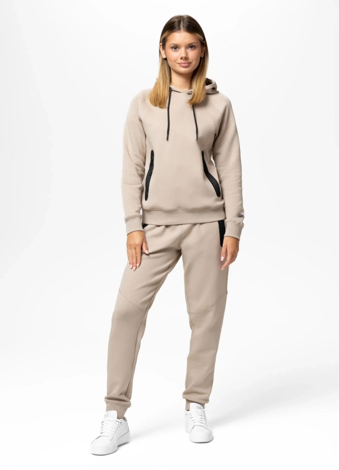 Bluza damska z kapturem Pitbull Explory beżowa