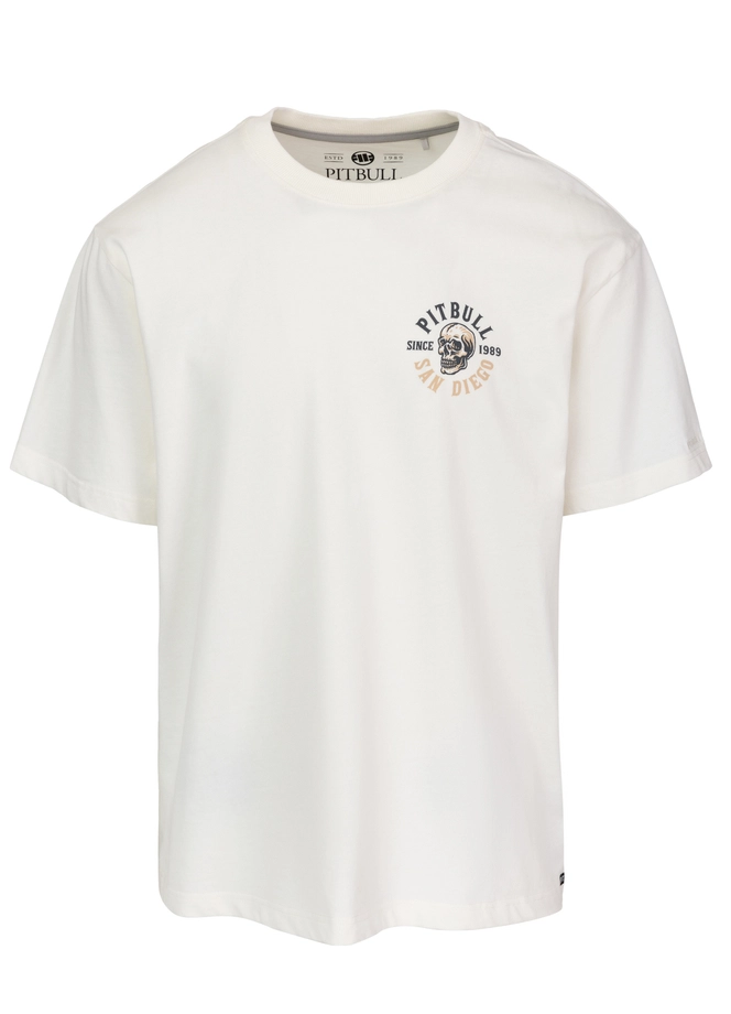 Koszulka męska T-Shirt oversize Pitbull Skull Logo Loose Fit biała