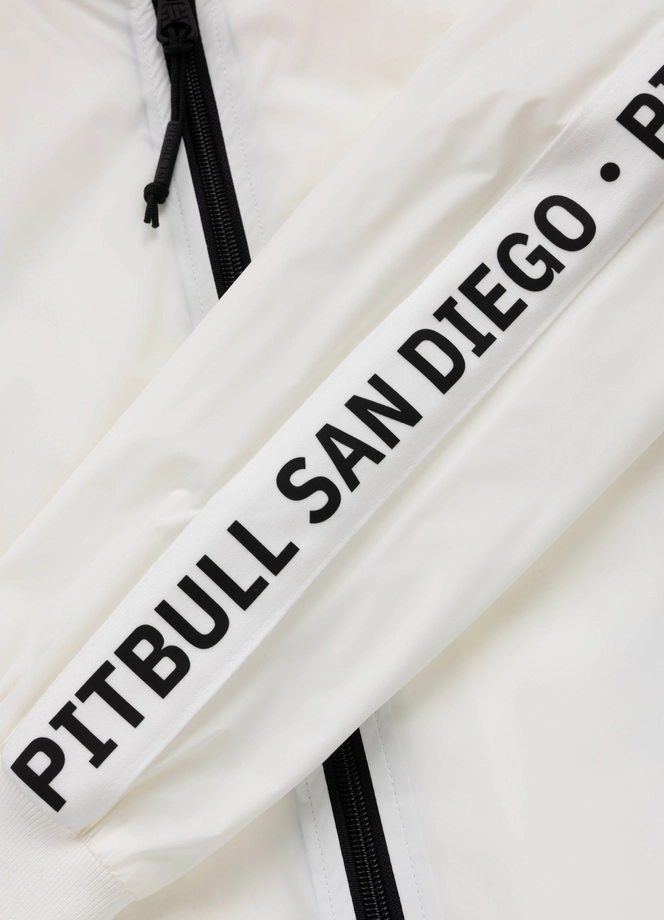 Kurtka męska wiosenna przejściowa Pit Bull Athletic Tape wiatrówka off white biała