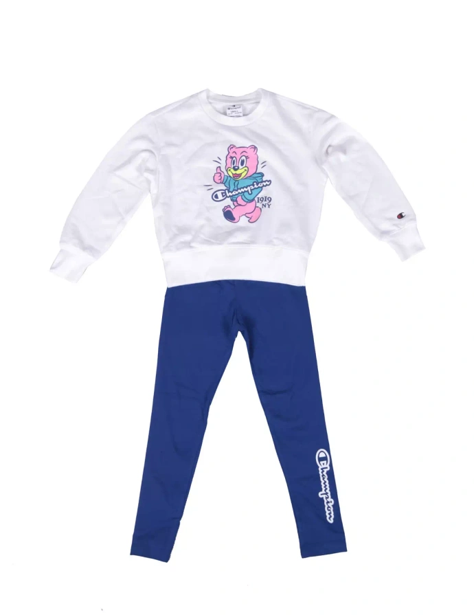 Komplet dresowy Champion Junior Bear crewneck biały